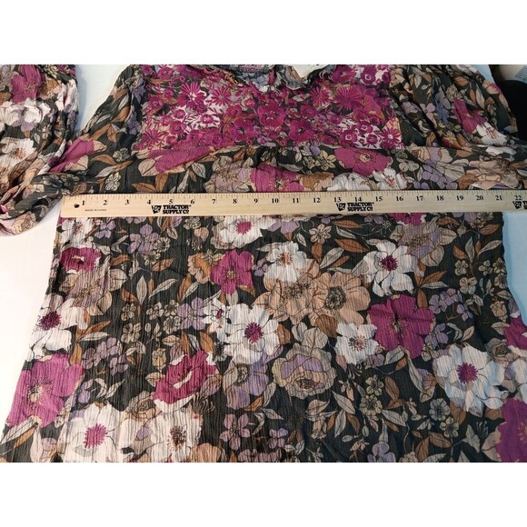 Savanna Jane Medium Boho Embroidered Floral Fall Peasant Long Sleeve Top - Picture 8 of 11